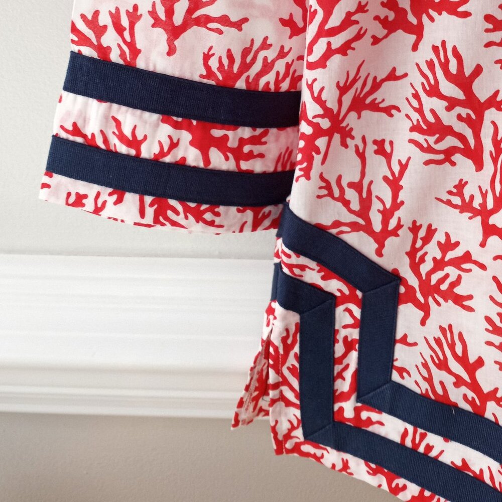 'French Curve' Size L Long Sleeve Tunic Coral design NWOT - Picture 8 of 13
